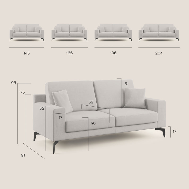 Divano 2 Posti 146x95x91 cm Prestige in Tessuto Tortora-6