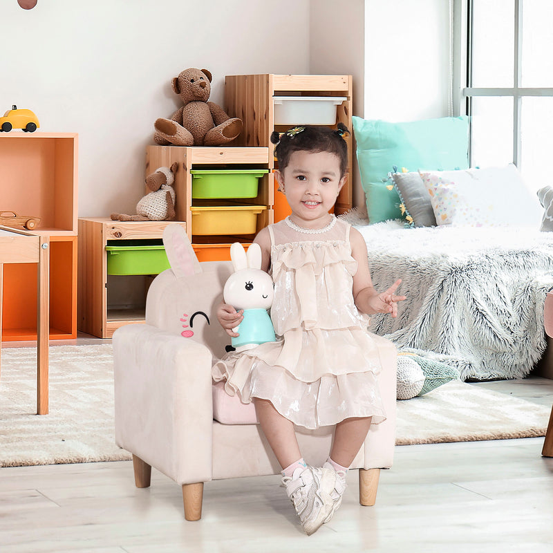 Poltroncina per Bambini con Design a Coniglio 53x47x54,5 cm Gambe