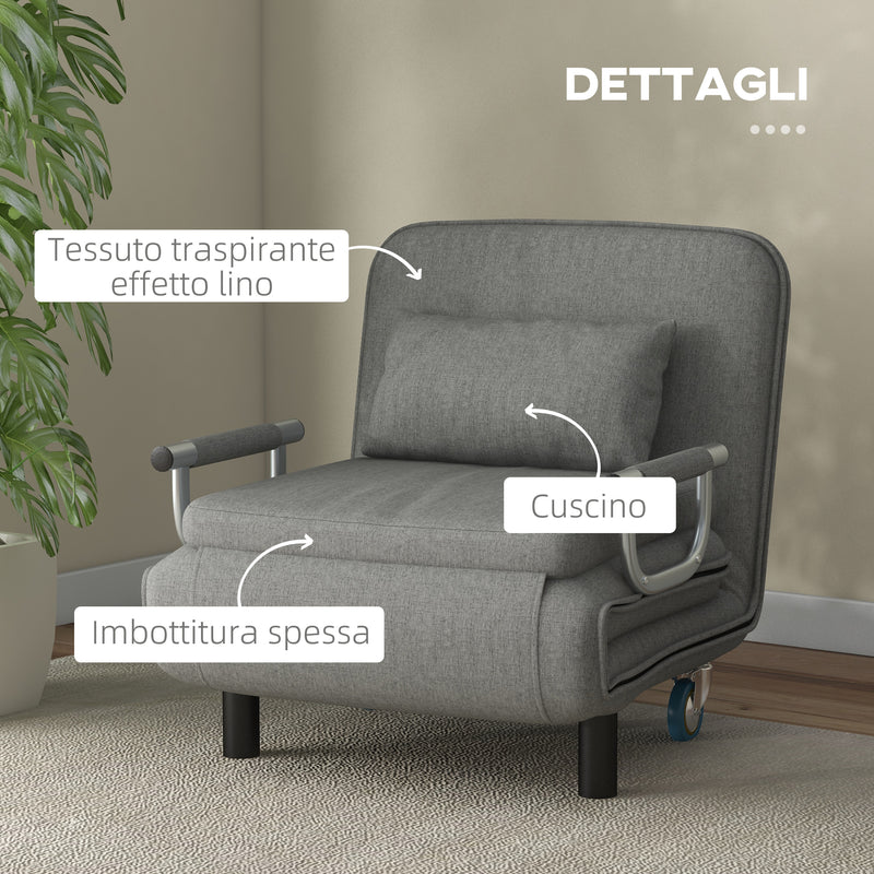 Poltrona Letto Singolo Reclinabile 69x82x85 cm in Tessuto Effetto Lino  Grigio – acquista su Giordano Shop