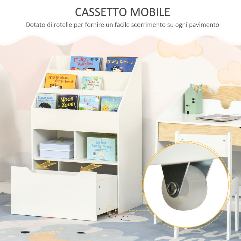 Libreria per Bambini 60x29,9x90 cm con Ripiani e 1 Cassetto in MDF Bianco – acquista  su Giordano Shop