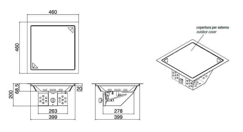 Bruciatore a Gas GPL da Incasso Effetto Camino 46x46x20 cm 9,7 kW in Acciaio Italkero Square-5