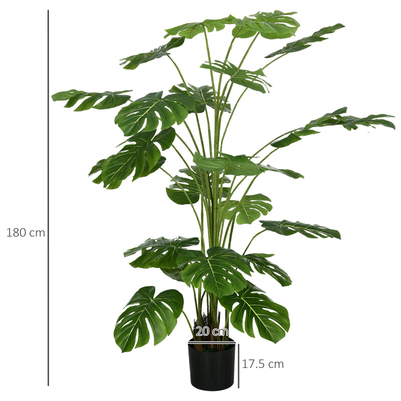 Pianta Artificiale Monstera da Interno e Esterno H180 cm con Vaso Verde-3