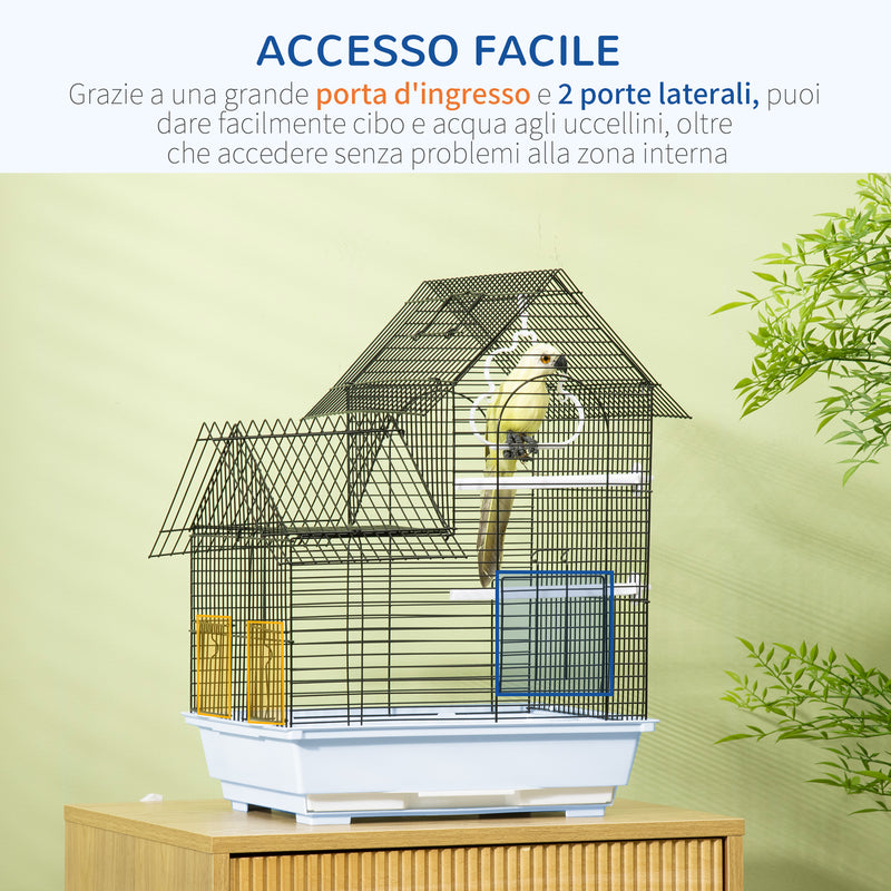 Gabbia per Uccelli con Maniglia 39x33x47 cm in Metallo con Vassoio  Estraibile Pioli e Altalena Bianco – acquista su Giordano Shop