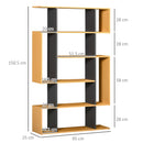 Libreria Moderna a 5 Livelli 13 Ripiani 95x25x150,5 cm in Truciolato Grigia e Color Legno-3