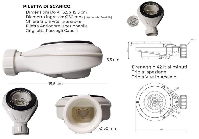 Piatto Doccia in Pietra Bonussi Trivor Antracite Varie Misure-7