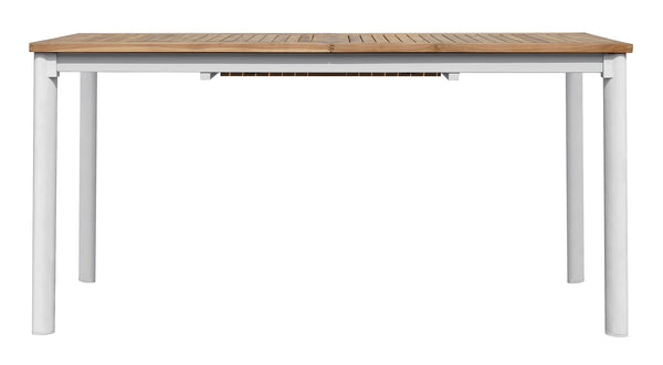 prezzo Tavolo da Giardino Allungabile 150-210x90x74 cm in Alluminio Bianco Piano in Teak