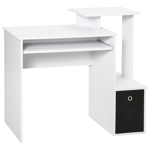 prezzo Scrivania Moderna con Mensola per Tastiera e Cassetto in Tessuto 100x40x86,6 cm  Bianco e Nero