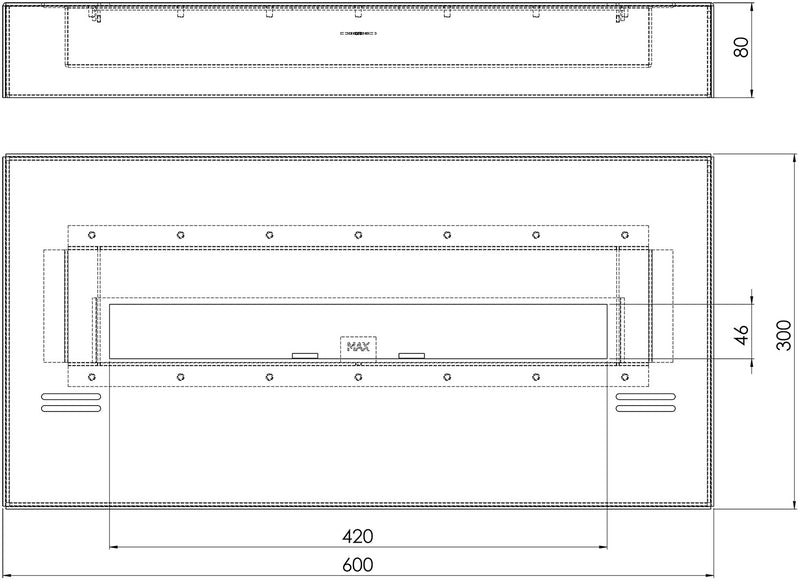 Bruciatore a Bioetanolo per Camini 60x8x30 cm 1L Simple Box 600 Nero-5