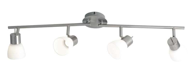 Faretto Spot 4 Luci Metallo Nikel diffusori Vetro Interno Led 20 watt Luce Naturale Intec SPOT-CENTURY-4-1