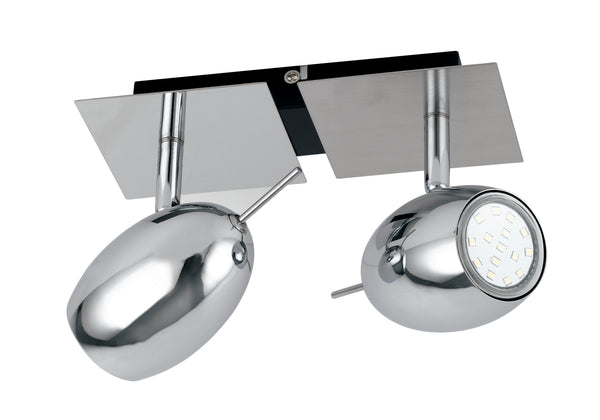 sconto Faretti 2 Spot Metallo Cromato Luci Tonde Led 10 watt Luce Calda