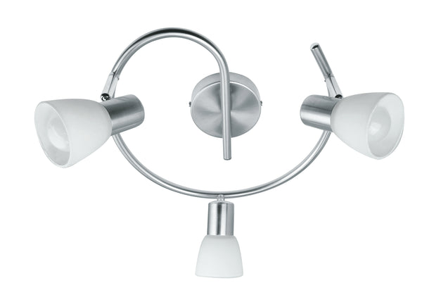 Faretti Tre Luci Spot Base Spirale Metallo Cromato diffusori Vetro E14 acquista