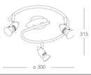 Faretti 3 Luci Spot Base Spirale Metallo Nikel Led 9 watt GU10 Luce Cada Intec SPOT-SUNNY-S3-4