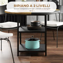 Tavolo da Pranzo 4-6 Persone Ø100x76 cm con Ripiani in Acciaio e MDF Nero e Marrone-5