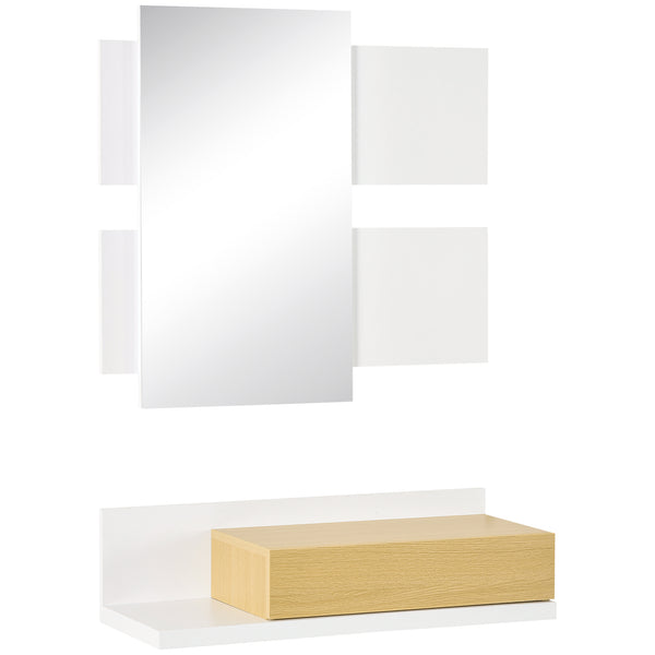 Set Mobili da Ingresso da Parete con Specchio 40x70 cm e Cassetto in Legno  Naturale e Bianco – acquista su Giordano Shop