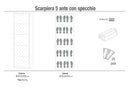 Scarpiera Salvaspazio 5 Ante con Specchio 25 Paia  63x190x29 cm Noce Stelvio-2