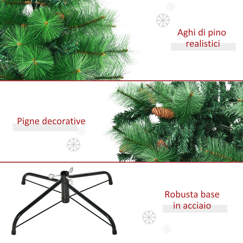 Albero di Natale Artificiale H180 cm 450 Rami con Pigne Decorative e Base  in Metallo Verde – acquista su Giordano Shop