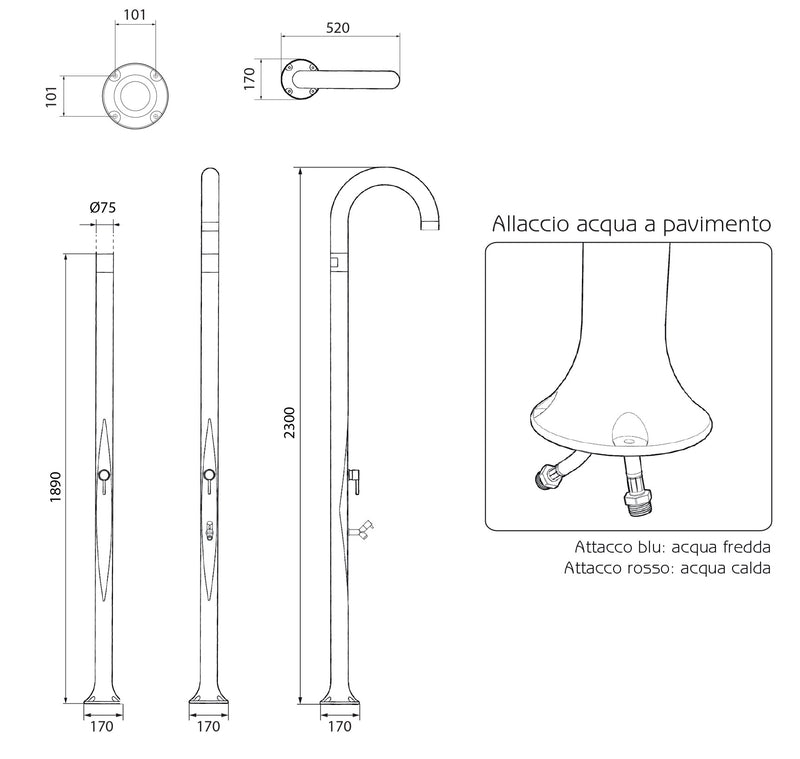 Doccia da Giardino Miscelatore e Lavapiedi Arkema Funny Yin Top Line Perla Bianca-5