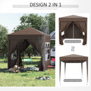 Gazebo Pieghevole 2x2m in Metallo e Poliestere Marrone-6