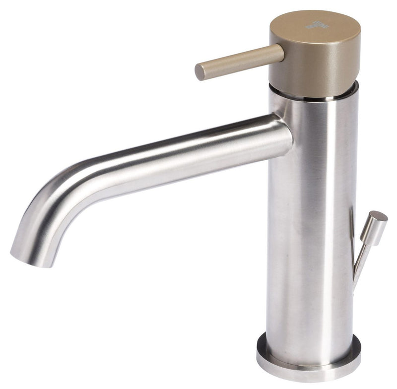 Rubinetto Miscelatore Monocomando Lavabo con Scarico in Acciaio Inox Maniglia Deserto-1