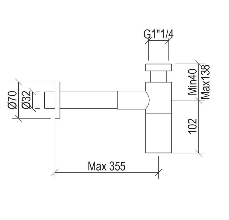 Sifone Doccia Minimale Tondo G11/4 Modello Lusso Satinato-2