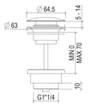 Scarico Lavabo Click-Clack G11/4 Modello Universale Satinato-2