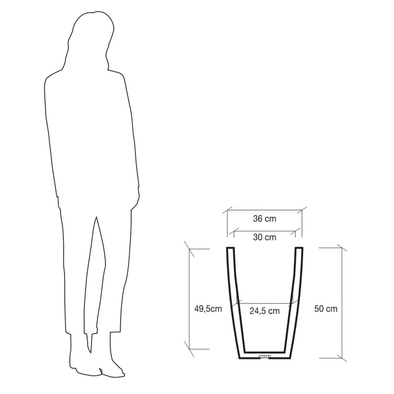 Vaso 50x36x36cm in Polietilene Vanossi Hydrus Quadro Avana-3