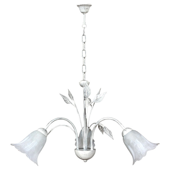 Lampadario 3xE14 Montatura Bianco Argento Vetro Spugnato Bianco E-Energy Teresa online