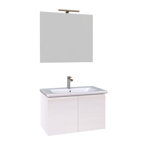 sconto Mobile Bagno Sospeso 80 cm Lavabo e Specchio Bonussi Dorado Bianco Larice