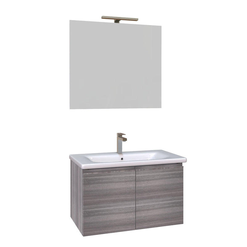 Mobile Bagno Sospeso 80 cm Lavabo e Specchio Bonussi Dorado Grigio Eucalipto-1