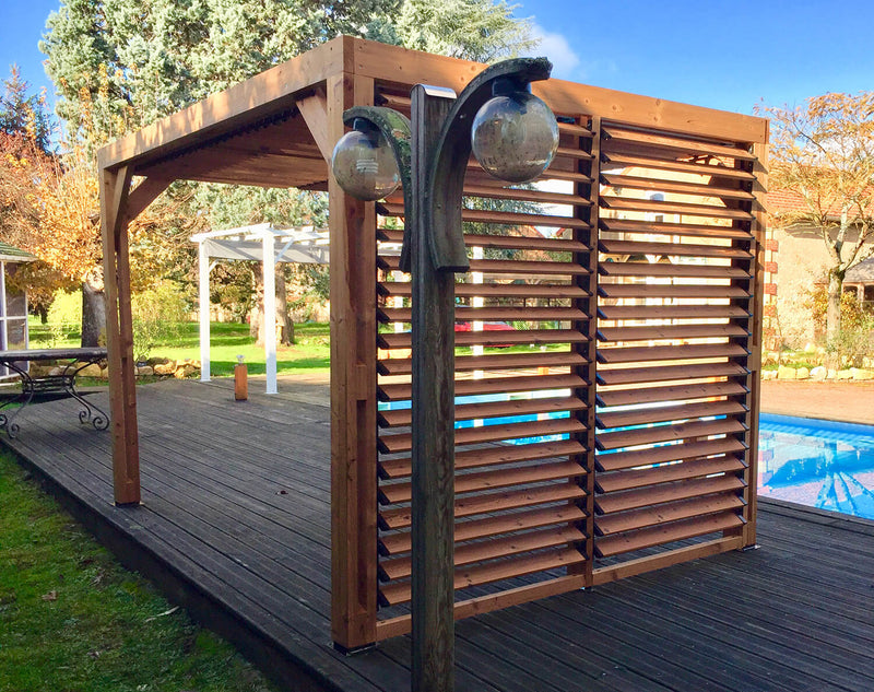 Pergola da Giardino con Veneziane Mobili 313x224x217 cm in Legno