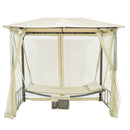 Dondolo Letto 3 Posti 237x155x217 cm con Copertura a Gazebo e Zanzariera Beige-1