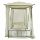 Dondolo Letto 3 Posti 237x155x217 cm con Copertura a Gazebo e Zanzariera Beige-4