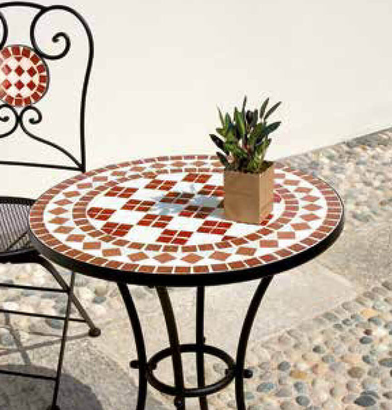 Tavolino Tondo da Giardino Ø55 cm in Ferro Vorghini Mosaico-3