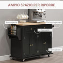 Carrello da Cucina Portavivande con Cassetti 111x44,5x82,5 cm in Legno e MDF Nero-6