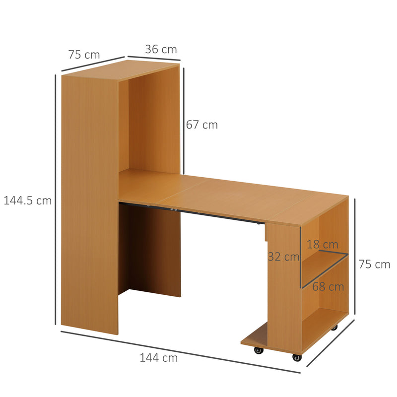 Tavolo Pieghevole da Pranzo max 3 Persone 75x144x144,5 cm in Truciolato e Acciaio color Legno-3