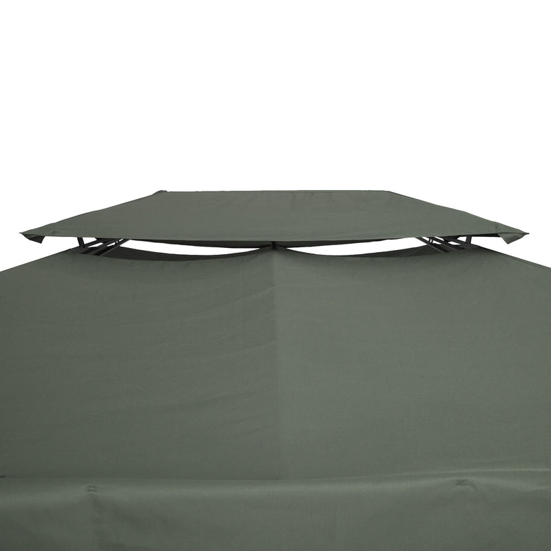 Copertura per Gazebo  a 2 Livelli  con Cinghie e 10 Fori di Drenaggio 4x3m in Poliestere Grigio Scuro-9