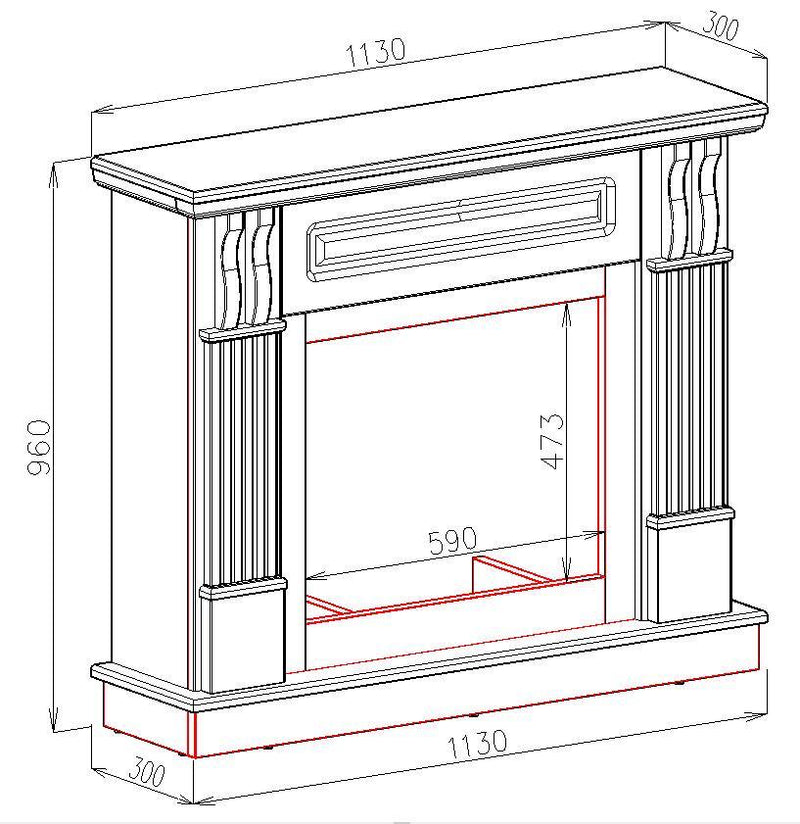 Camino Elettrico da Pavimento 96x113x30 cm Effetto Fiamma 1500W Verona Mini & Lorance-3