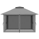 Gazebo da Giardino Pieghevole 392x392x283 cm in Acciaio e Tessuto Oxford Grigio-9