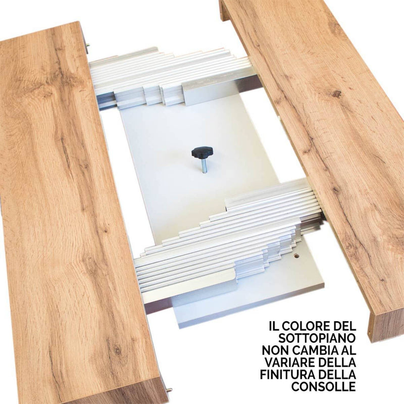 Consolle Allungabile in Legno e Ferro H77x40x90/300cm Tecno Bianco Frassino Classica-5