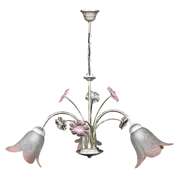 Lampadario 3xE14 Montatura Bianco Oro Vetro Ss Bianco Sfumato Rosa E-Energy Vera prezzo