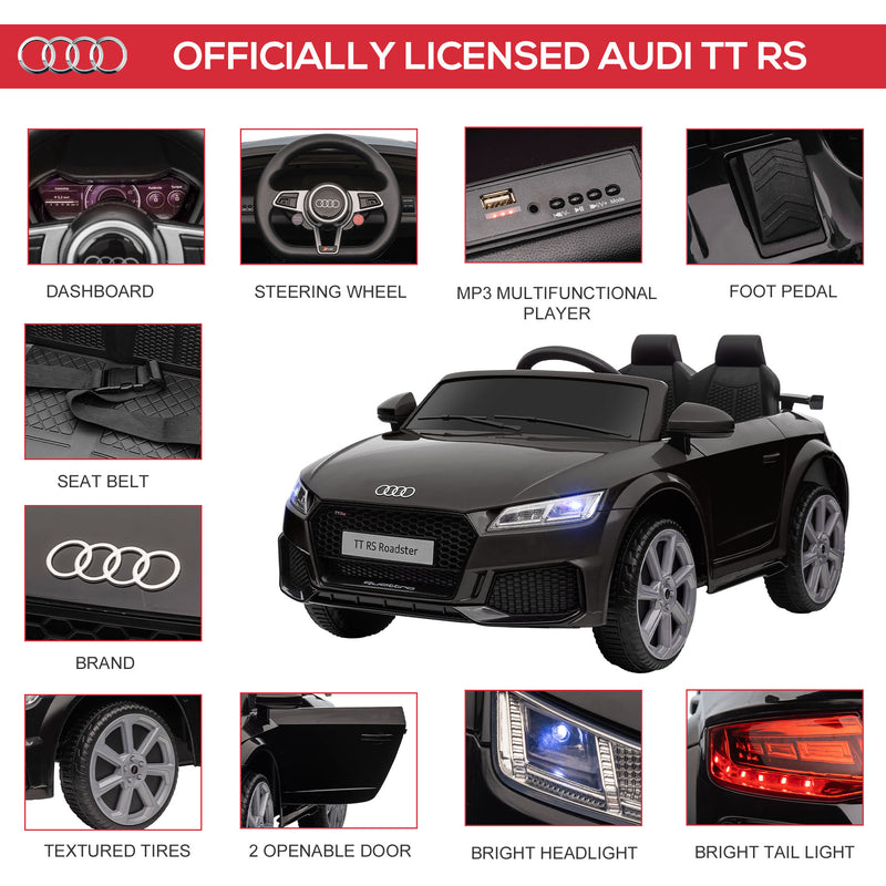 Macchina Elettrica per Bambini 12V con Licenza Audi TT Nero-4