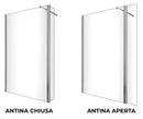 Parete Doccia Walk-In con Antina in Cristallo Trasparente 8mm H200 Varie Misure-6