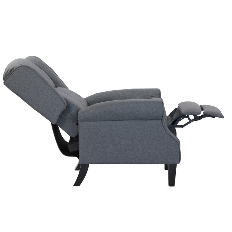 Poltrona Relax Reclinabile 76,5x73x47 cm Push Back in Tessuto Grigio-5