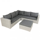 Set Salotto da Giardino Divano 2 Poltrone e Tavolino con Cuscini in Wicker Grigio-1