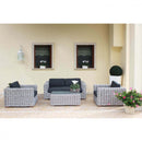 Set Salotto da Giardino Divano 2 Poltrone e Tavolino con Cuscini in Rattan Grigio-1