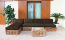 Chaise Longue Polinesia con Cuscini 75x87x170 cm in Rattan Marrone-2