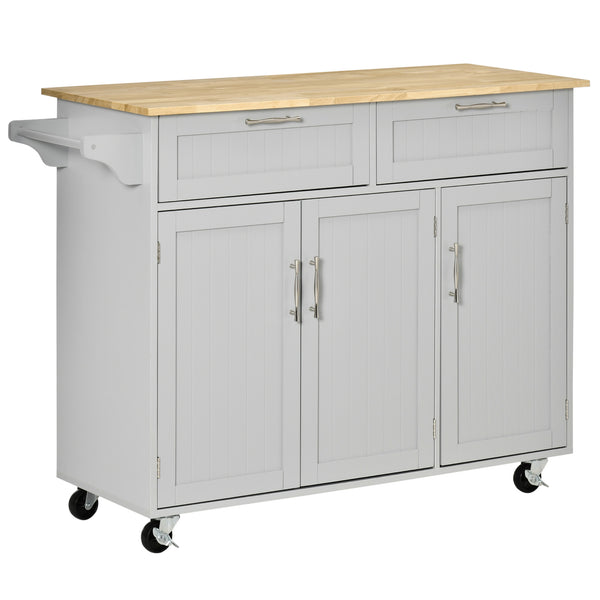 Carrello da Cucina 121x46x91 cm con Ruote in Legno Grigio sconto