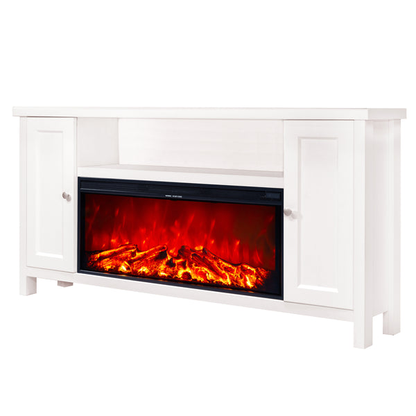 Camino Elettrico da Pavimento 75x150x30 cm Effetto Fiamma 1500W Mozart & Tasmania Bianco prezzo