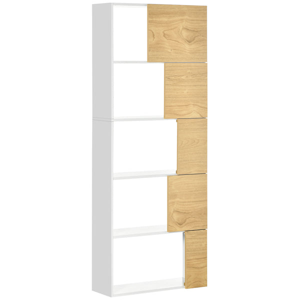 Libreria con Scaffali 5 Ripiani 63x22x166 cm in Legno e Metallo Bianco e Naturale sconto