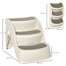 Scaletta per Cani e Gatti Pieghevole 3 Gradini Antiscivolo 49x38x38 cm  in Polipropilene Beige-3